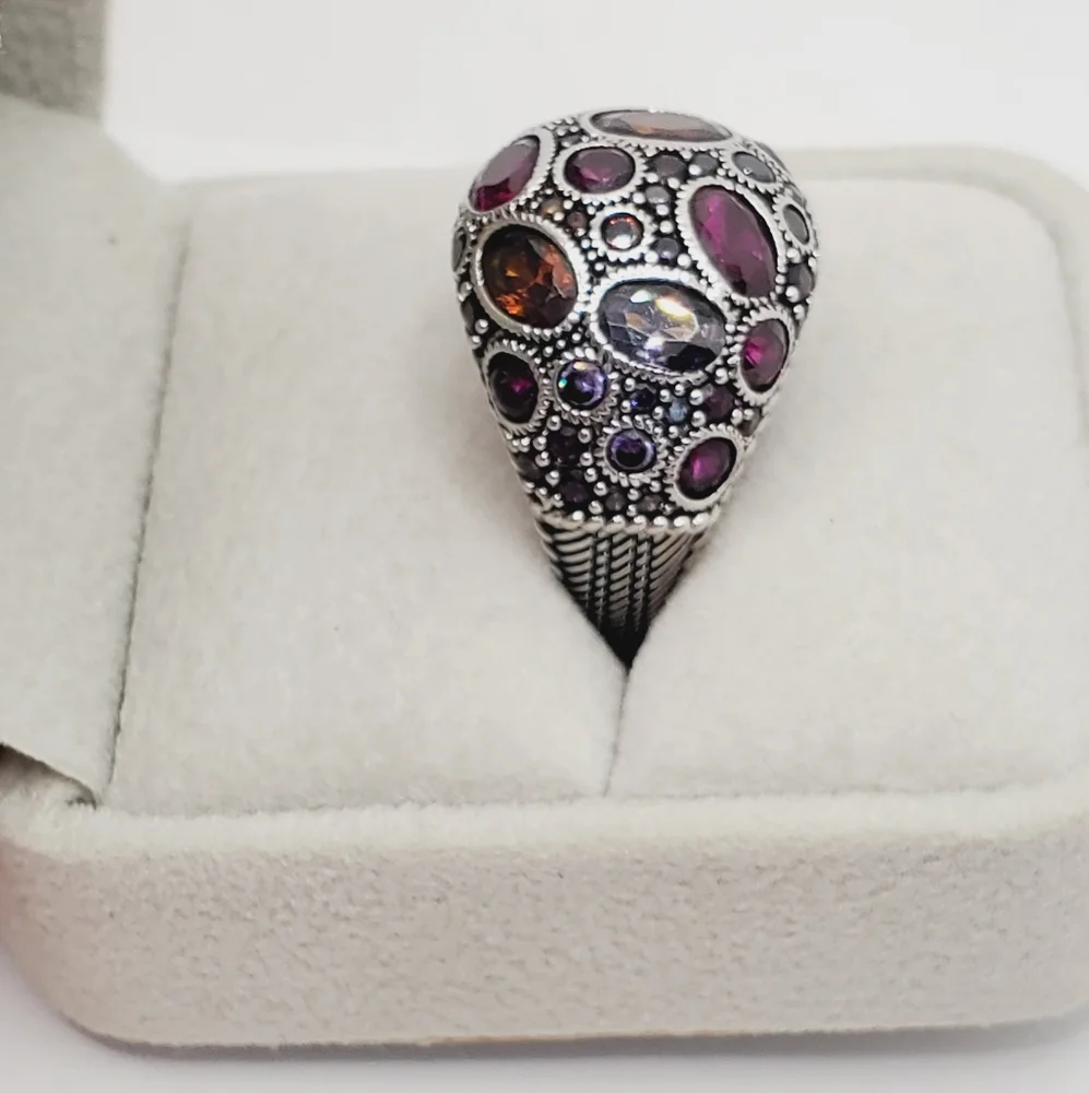 Pink Orange Purple Gemstone Ring